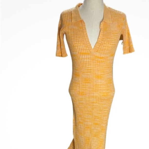 L Space revolve orange ribbed V-neck sweater dress size medium - Picture 5 of 5